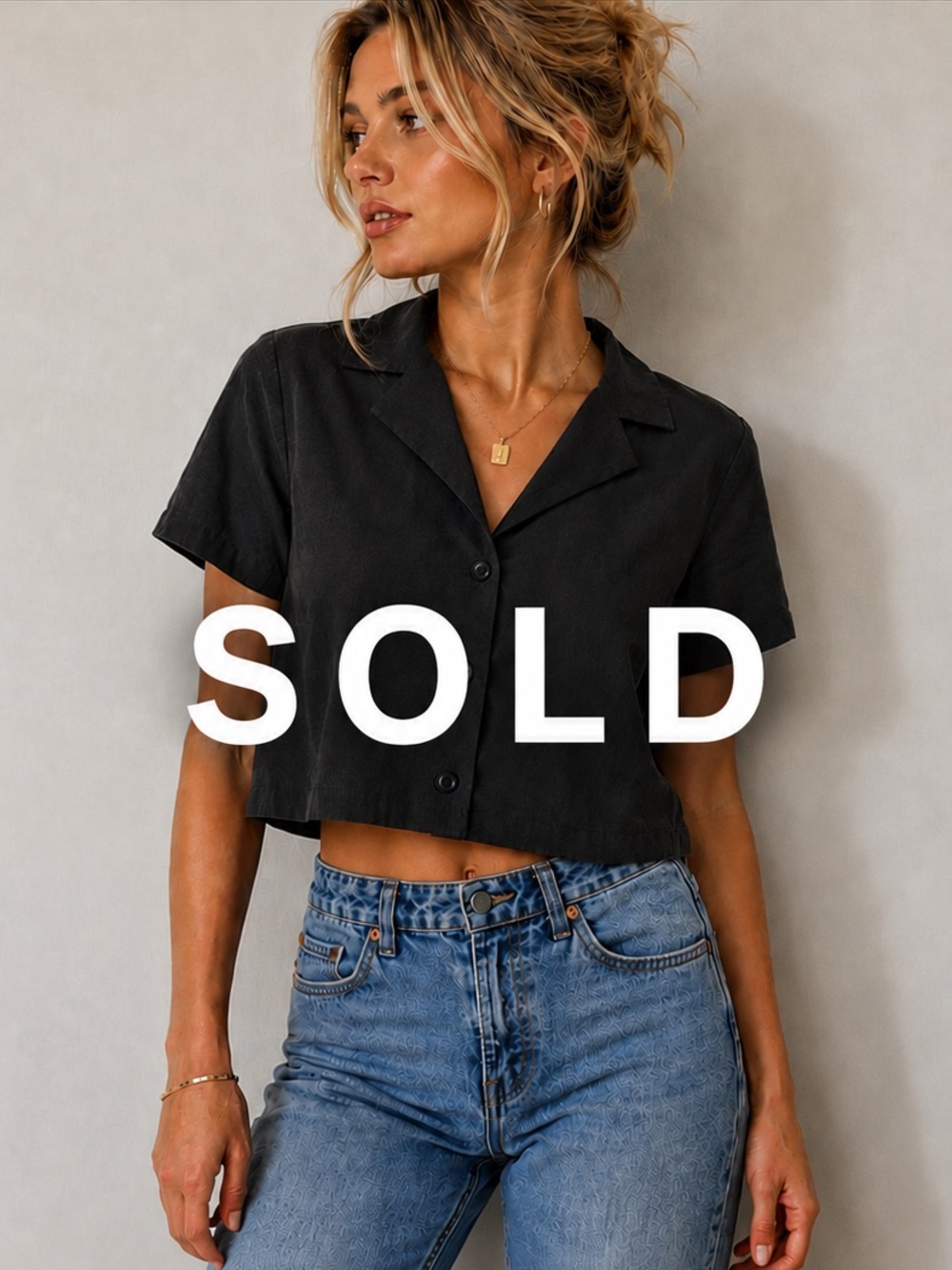 Cropped Button Down Blouse